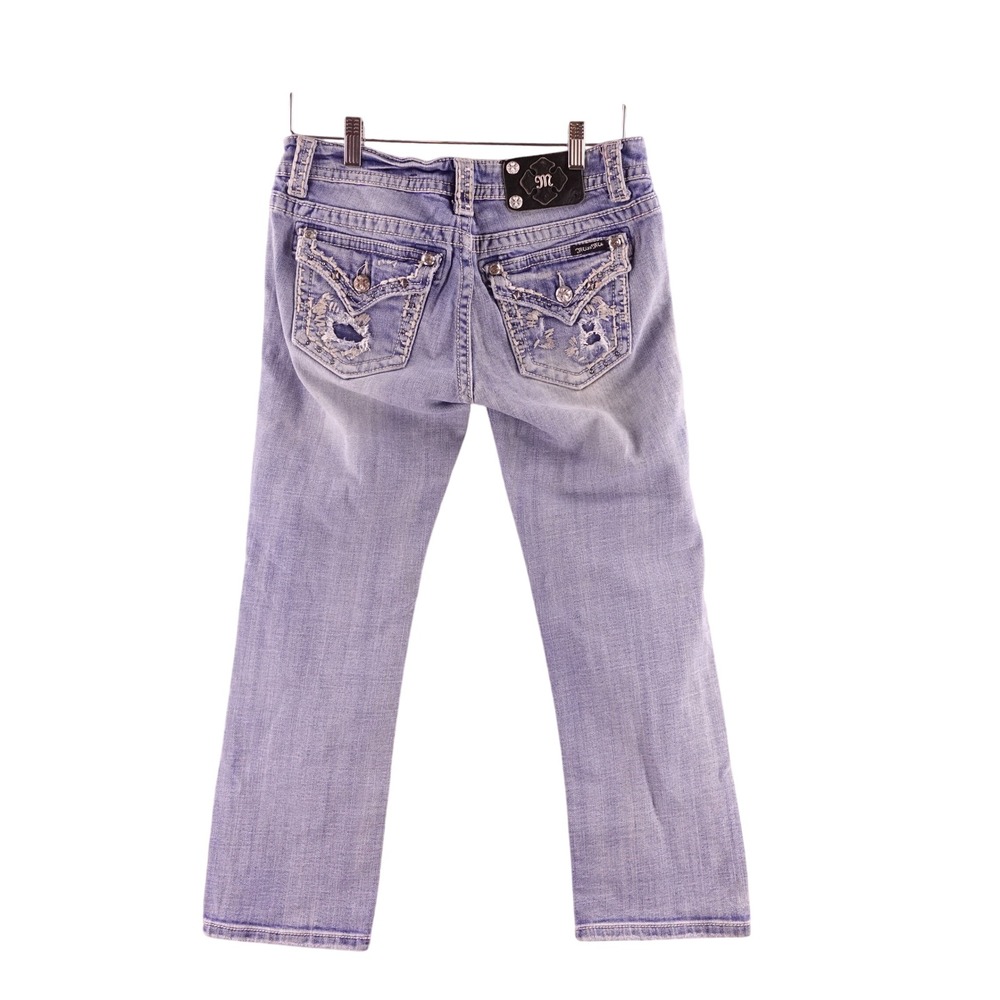Miss Me Women 28x25 JE5846P Cuffed Capri Jeans Light Wash Distressed Embellished